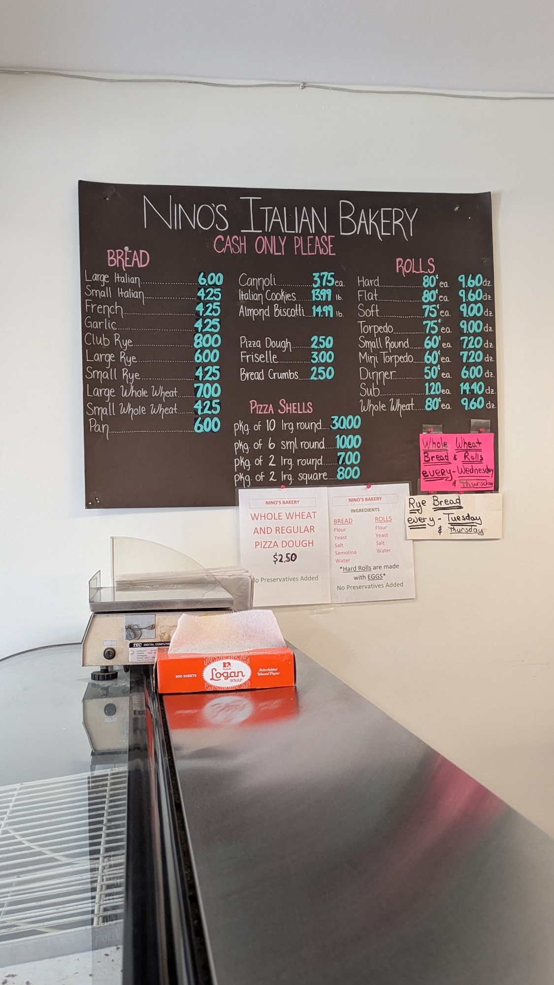 Nino's Bakery LLC Menu