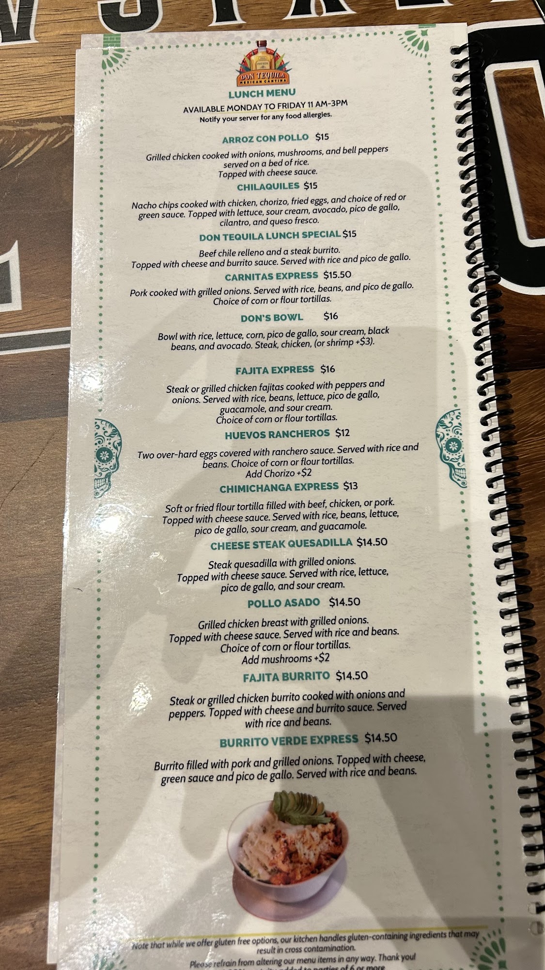 Don Tequila Menu