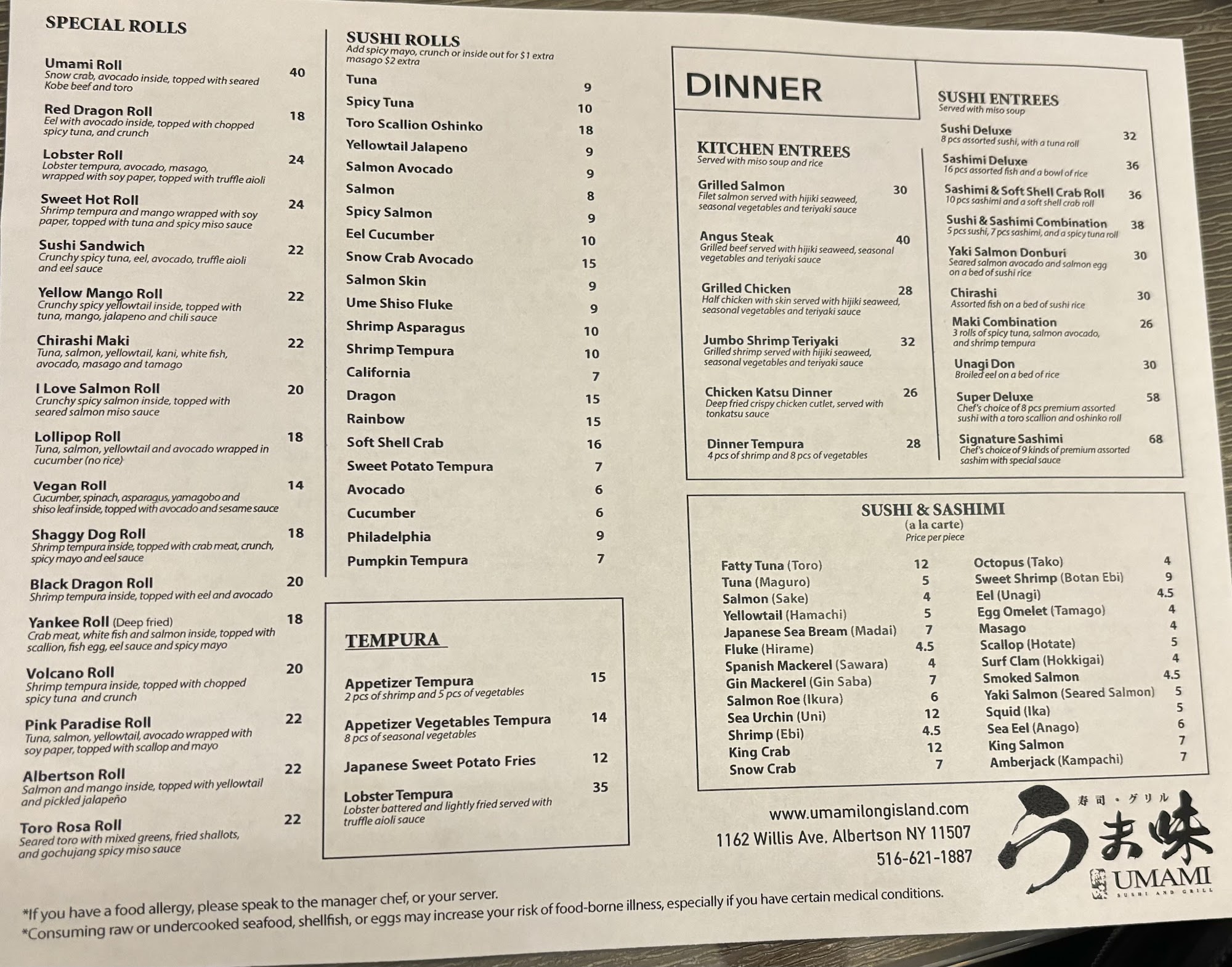 Umami Sushi And Grill Menu