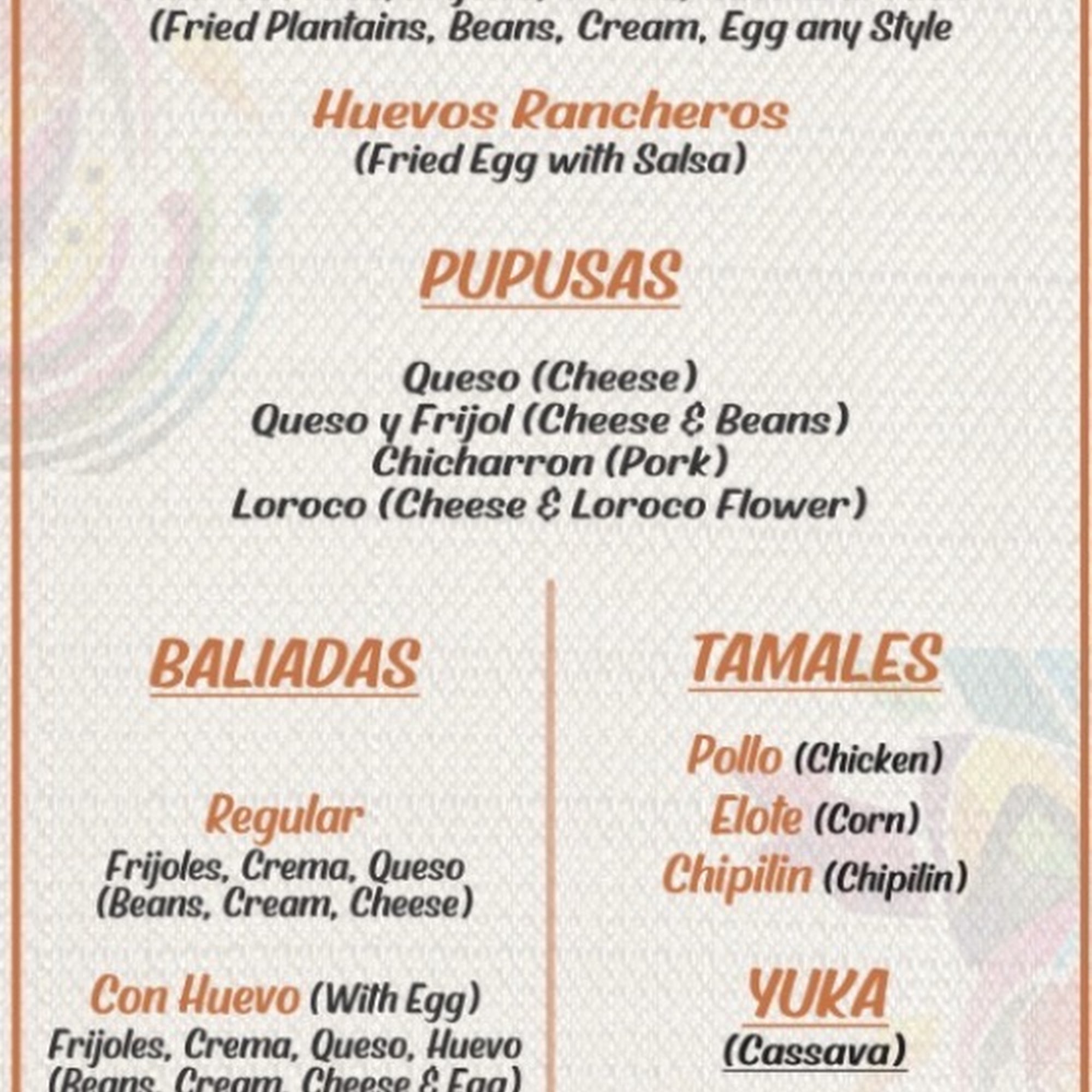 yessenia's deli Menu