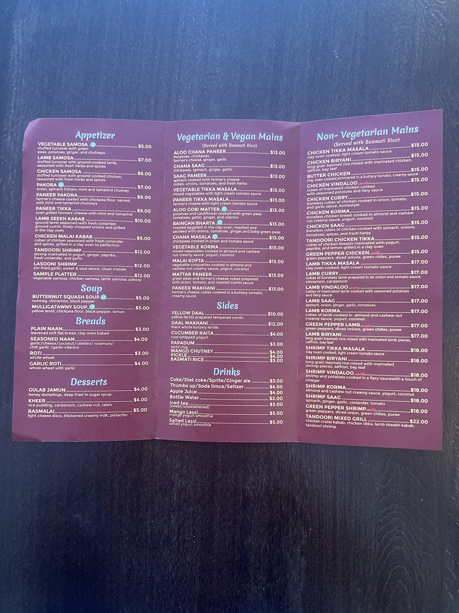 Curry Corner Indian Cuisine Menu