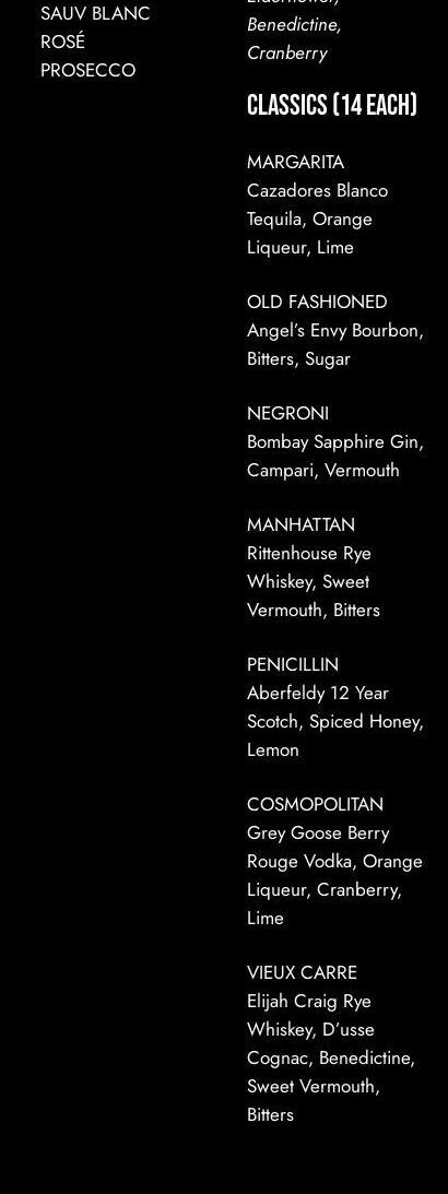 Wylie's Astoria Menu
