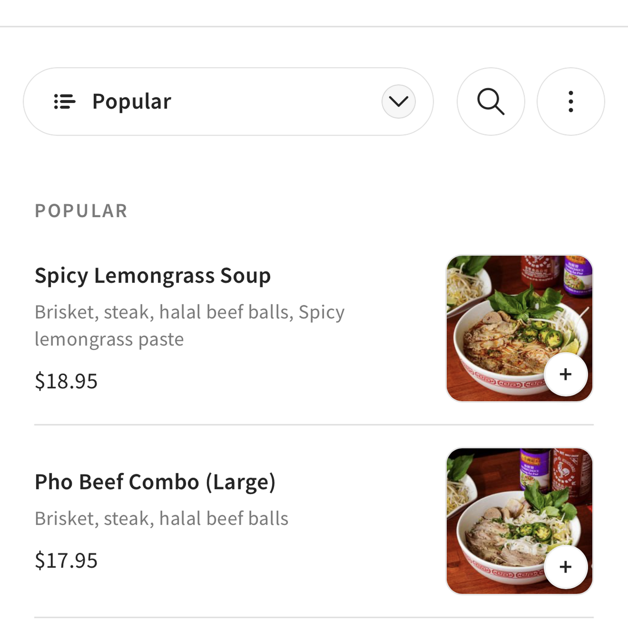 The Pho House Menu