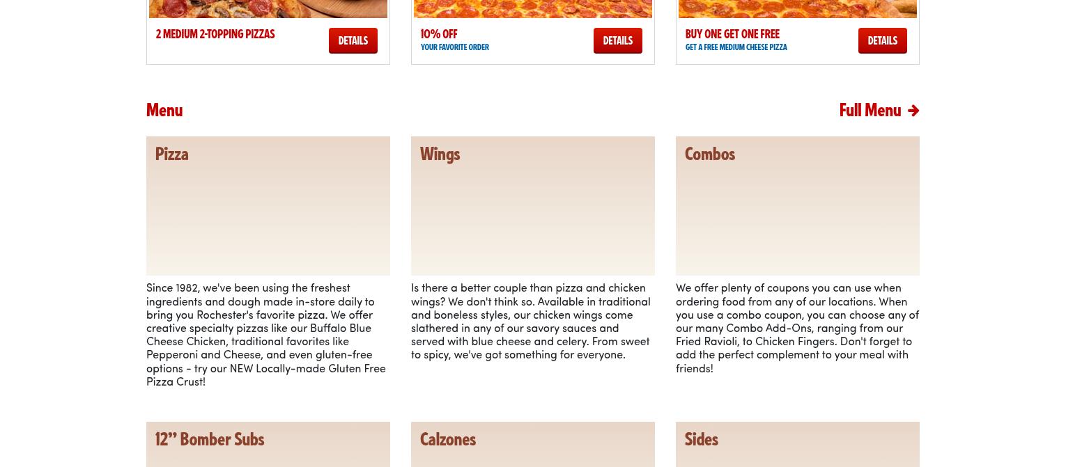 Mark's Pizzeria Menu