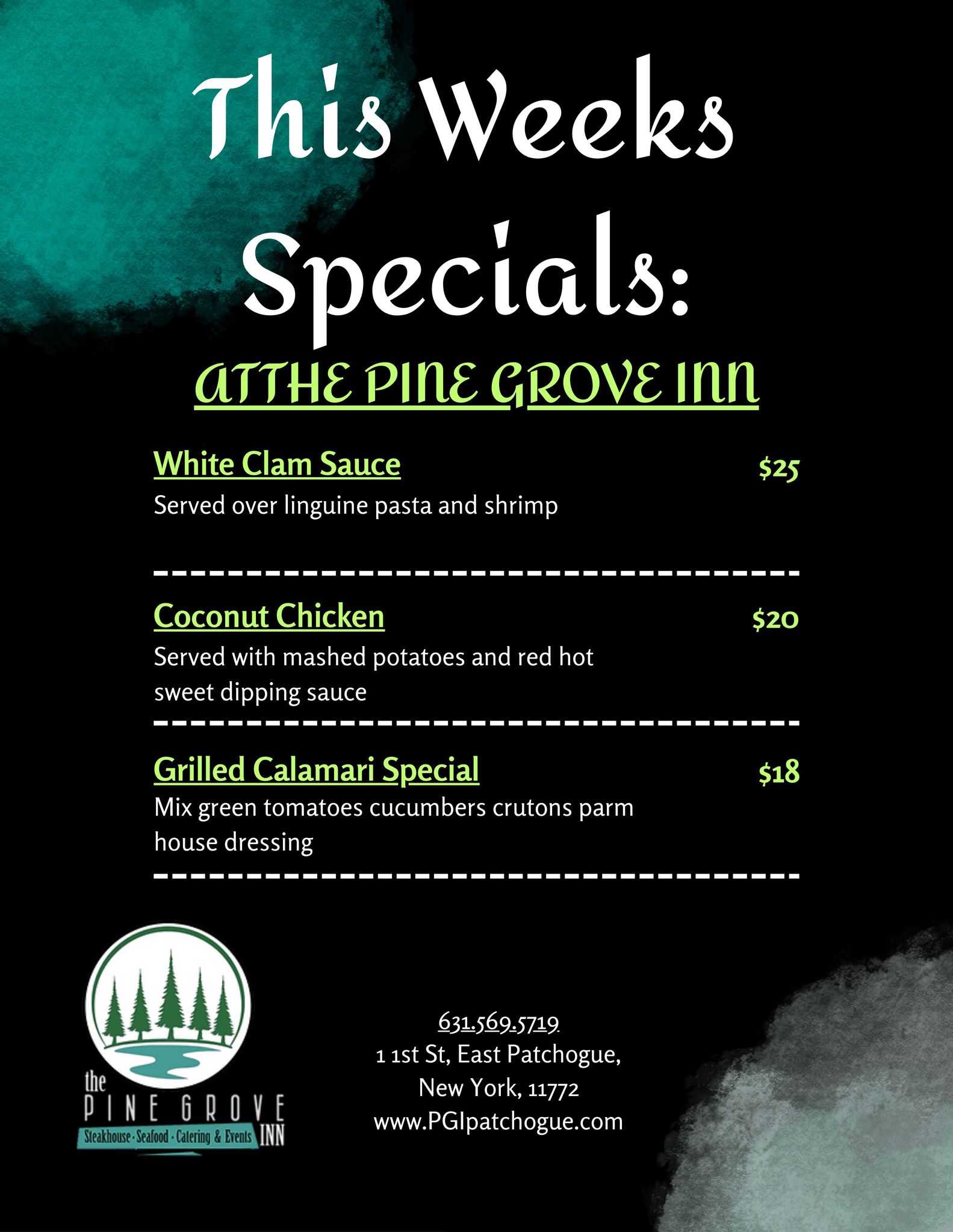 Pine Grove Inn Menu