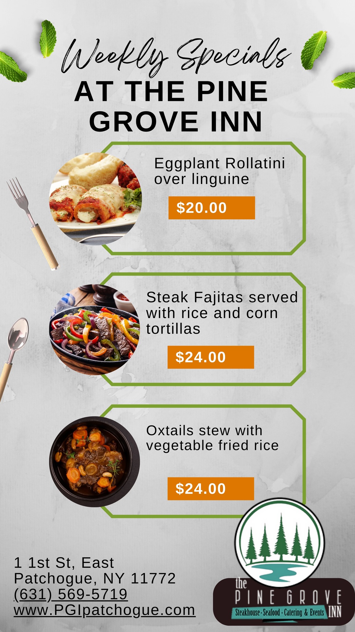 Pine Grove Inn Menu