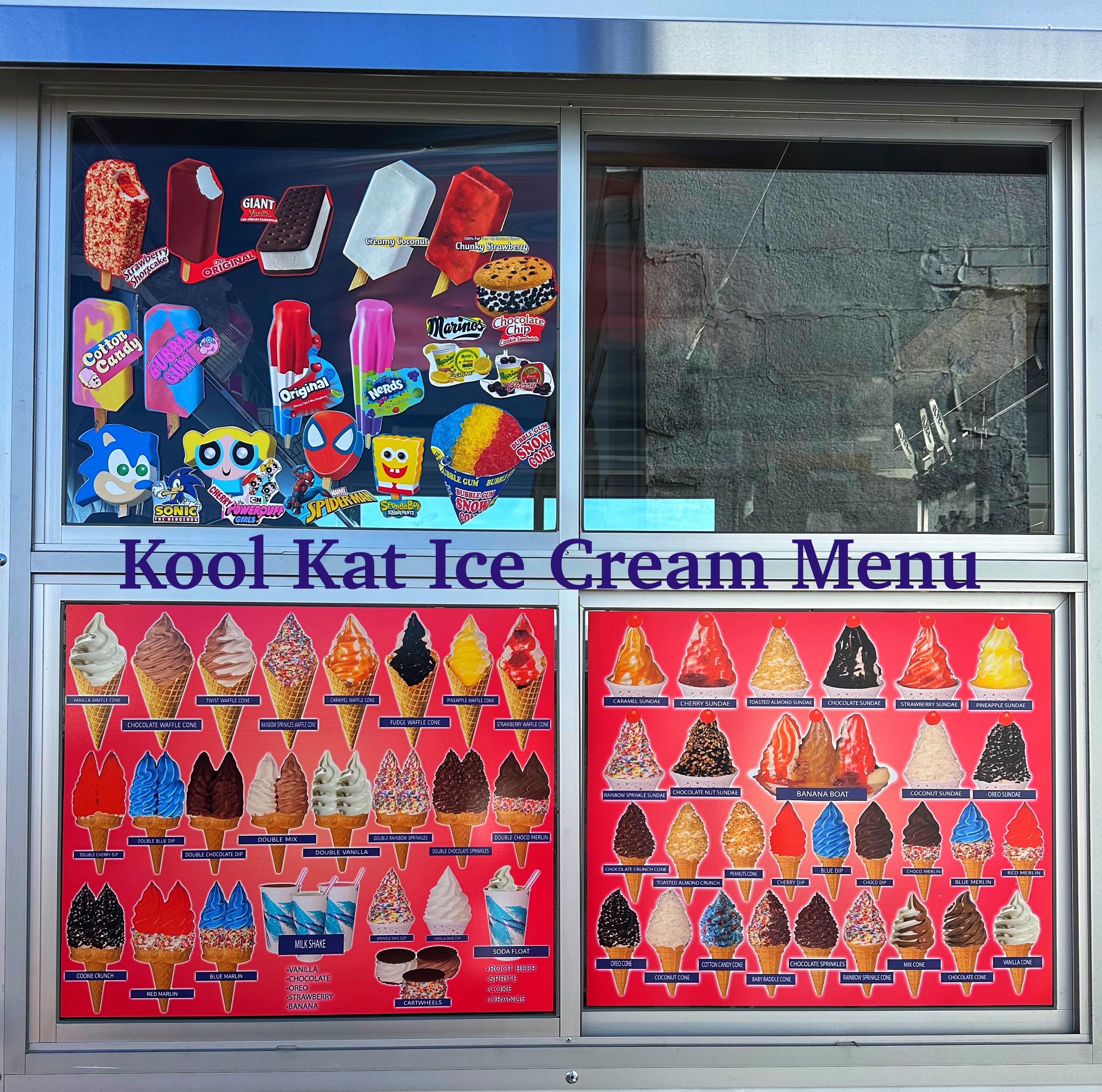 Kool Kat Ice Cream Truck Menu