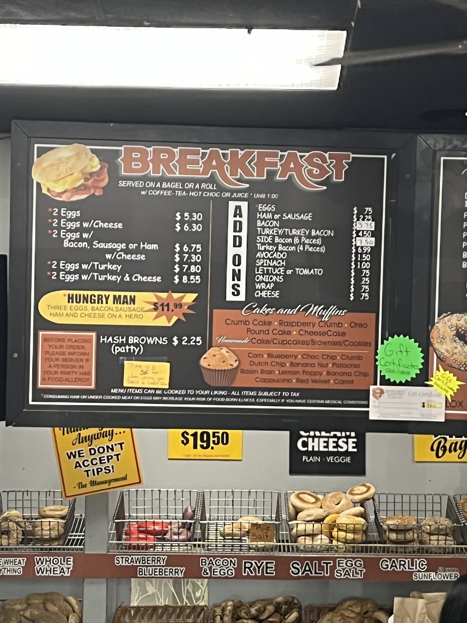 Bayport Bagels Menu
