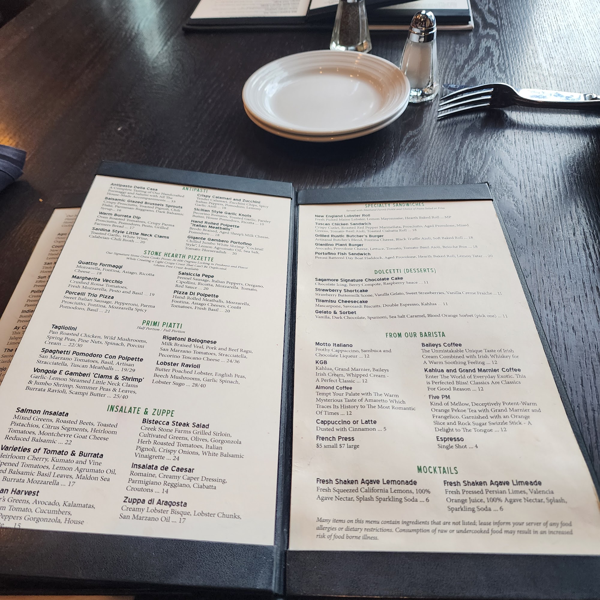 Caldwell's Lobby Bar Menu