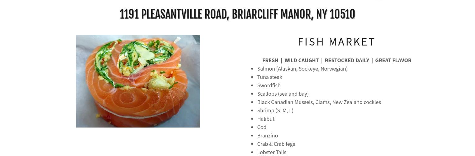 Briarcliff Seafood Meats Menu