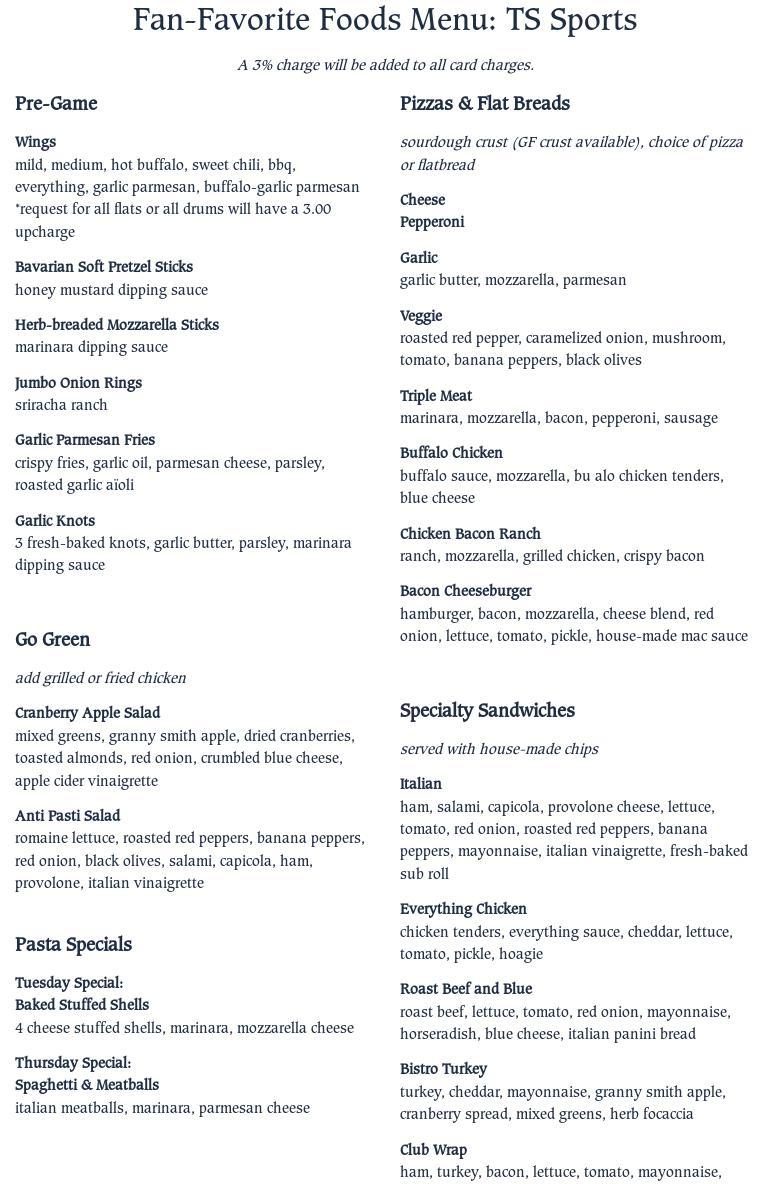 TS Sports Menu