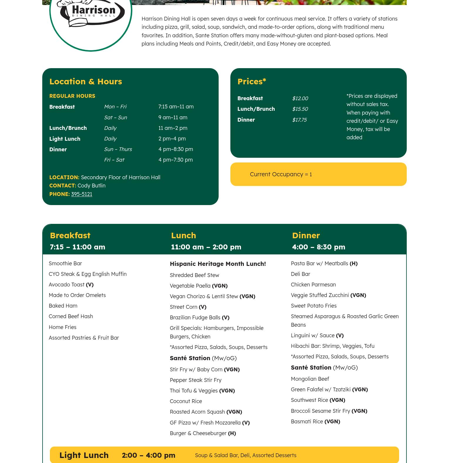 Harrison Dining Hall - SUNY Brockport Menu