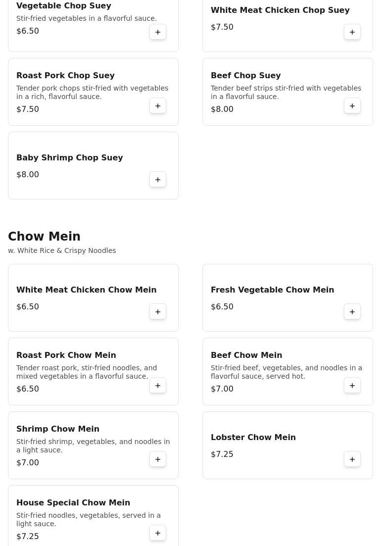 China King Restaurant Menu