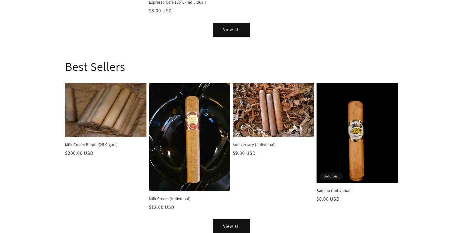 Rosario Cigars Menu