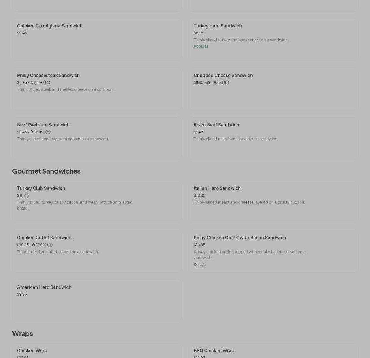 Yummy Gourmet Deli 1 Menu