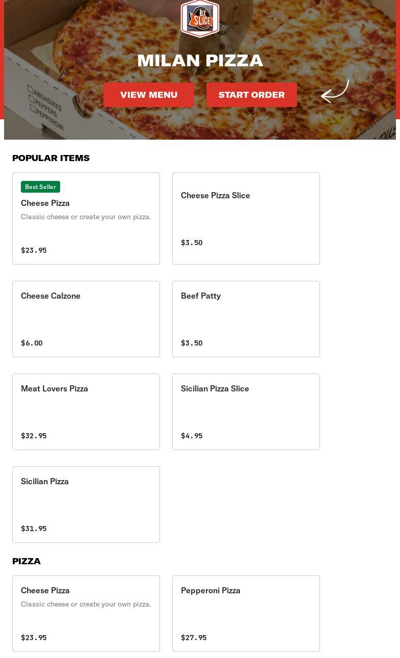 Bronx Slice Menu