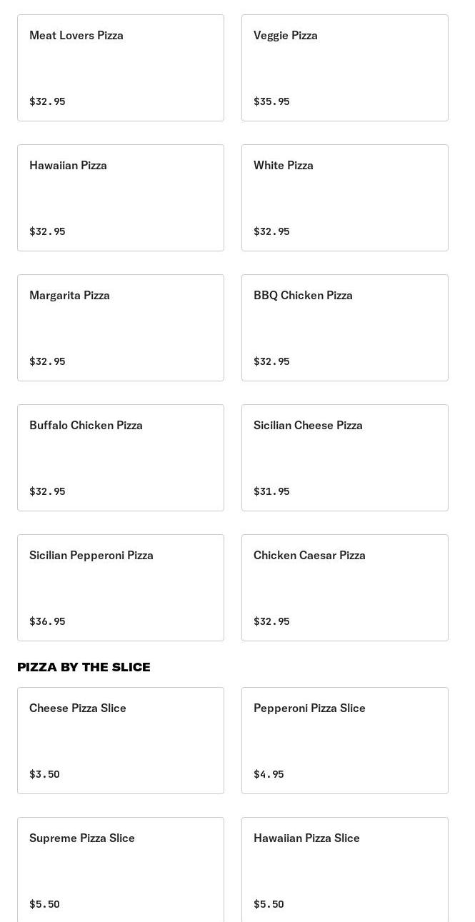 Bronx Slice Menu
