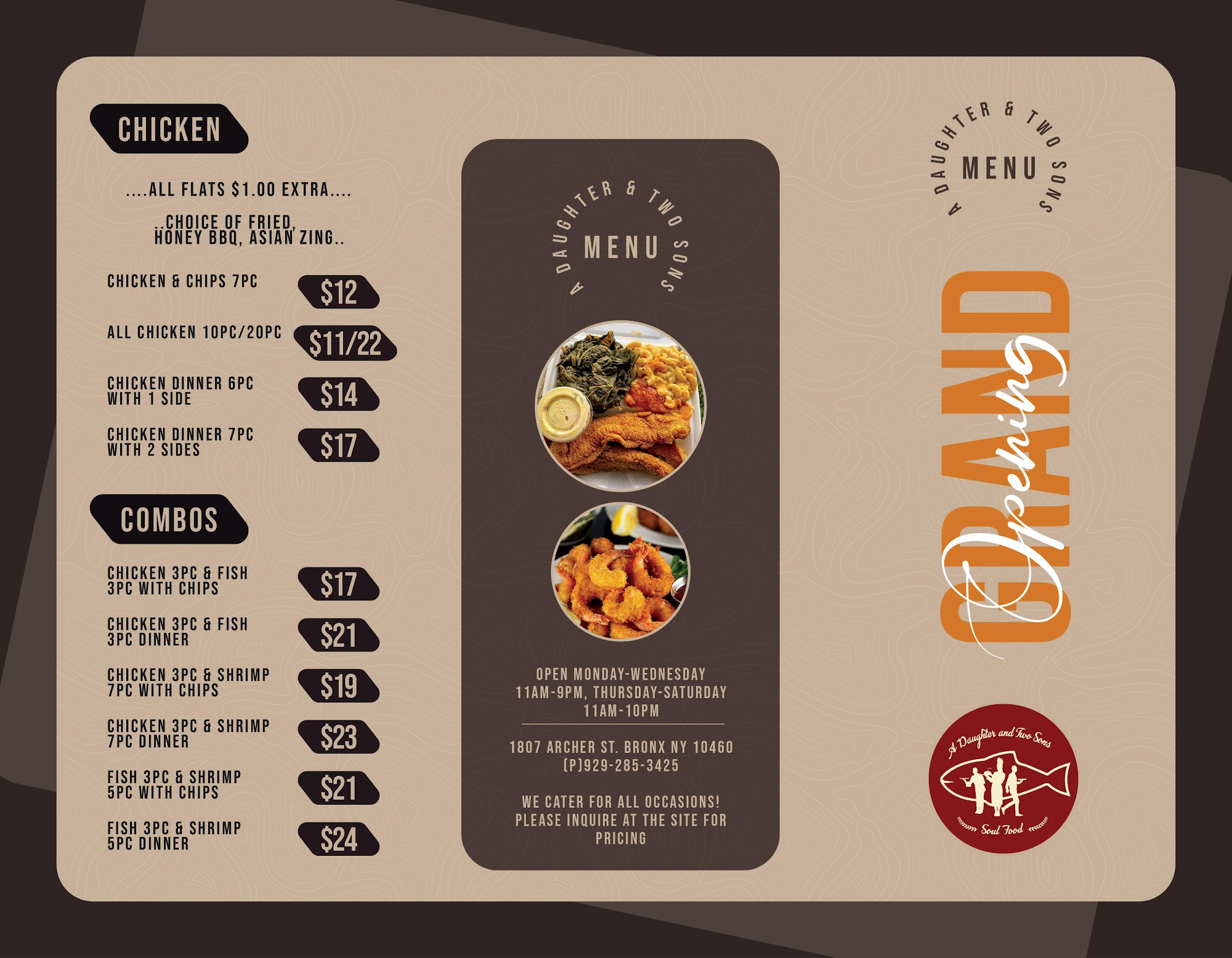 A Daughter And Two Sons Menu