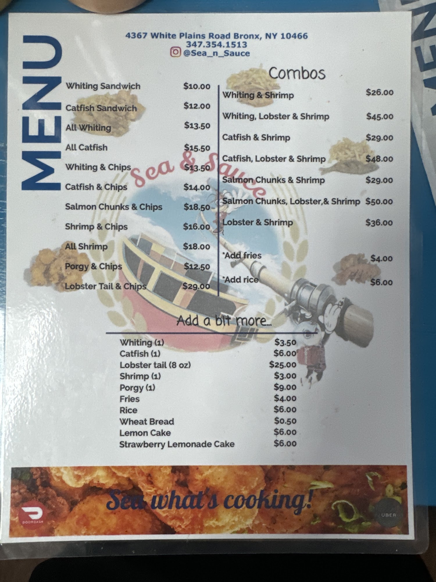 Sea & sauce Menu