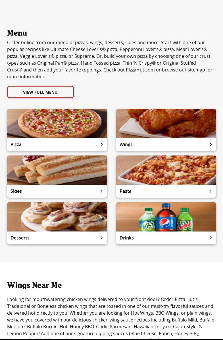 Pizza Hut Menu