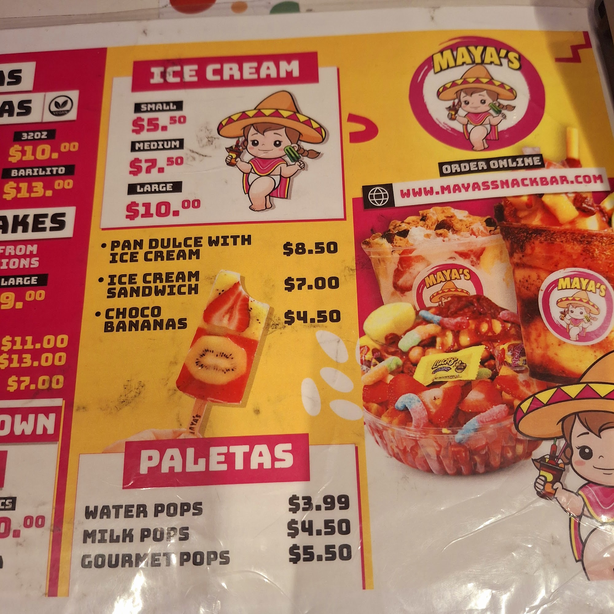 Mayas Snack Bar Bronx Menu