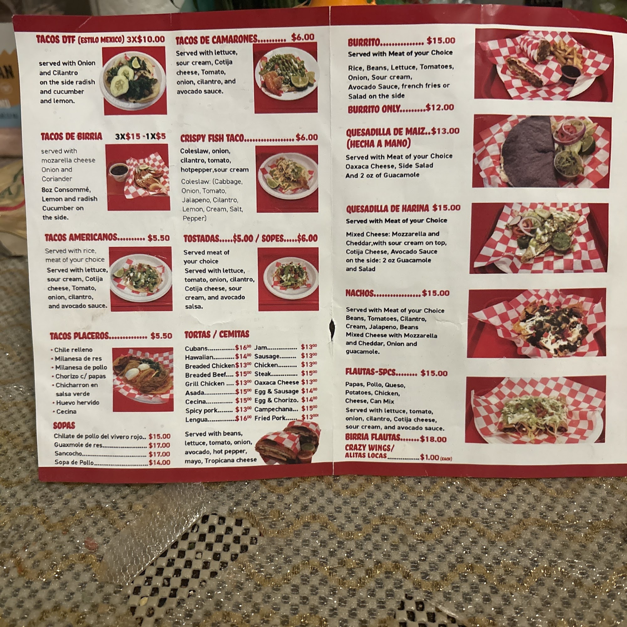 Rey Tacos Taqueria Menu
