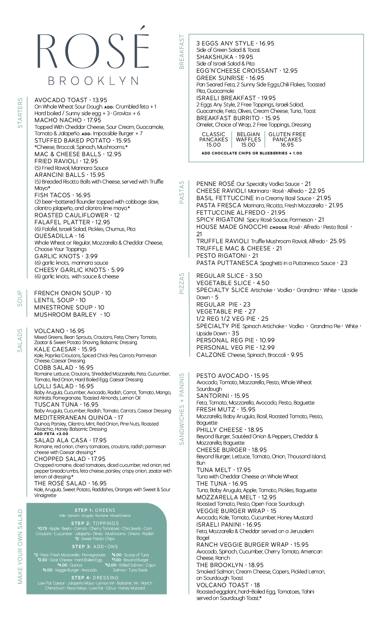 Cafe Rose Brooklyn Menu