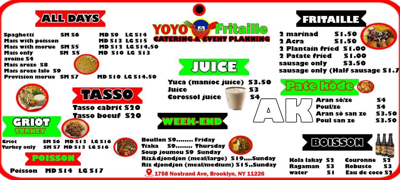 Yo Yo Fritaille Menu