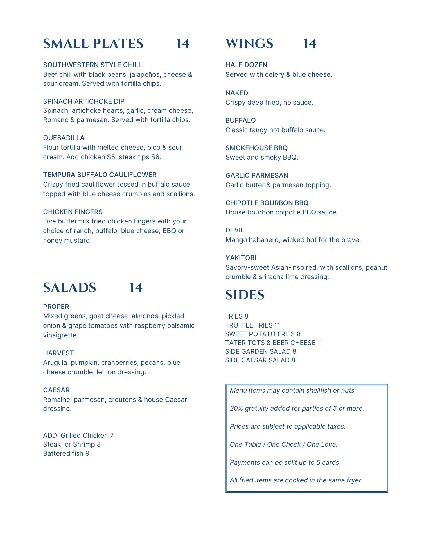 Keg & Lantern Red Hook Menu