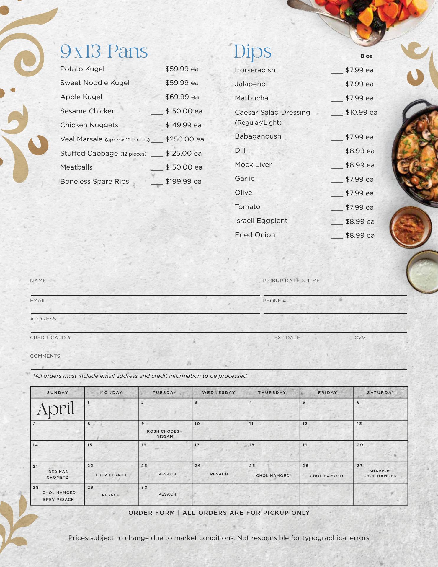 Mechy's Gourmet Menu