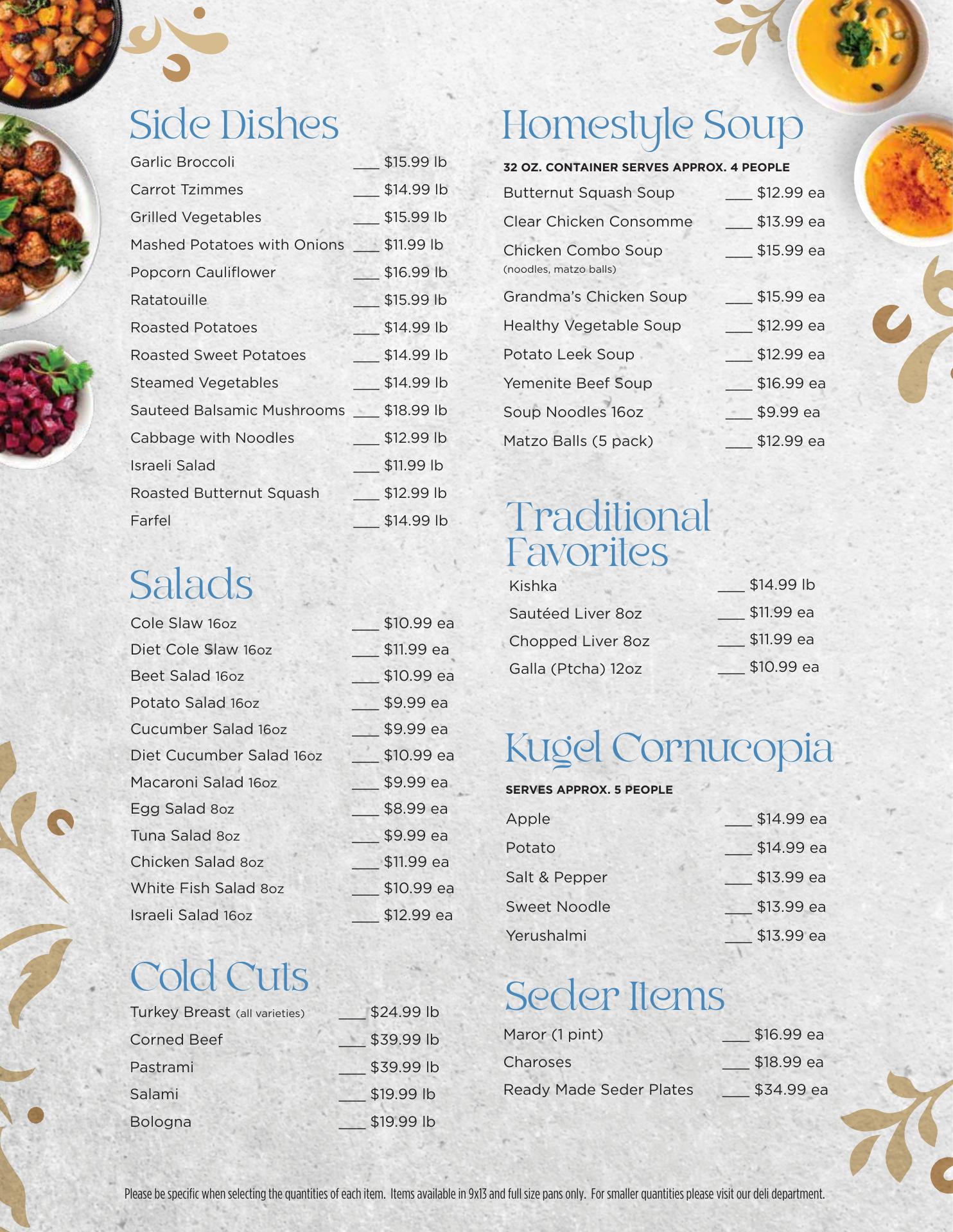 Mechy's Gourmet Menu