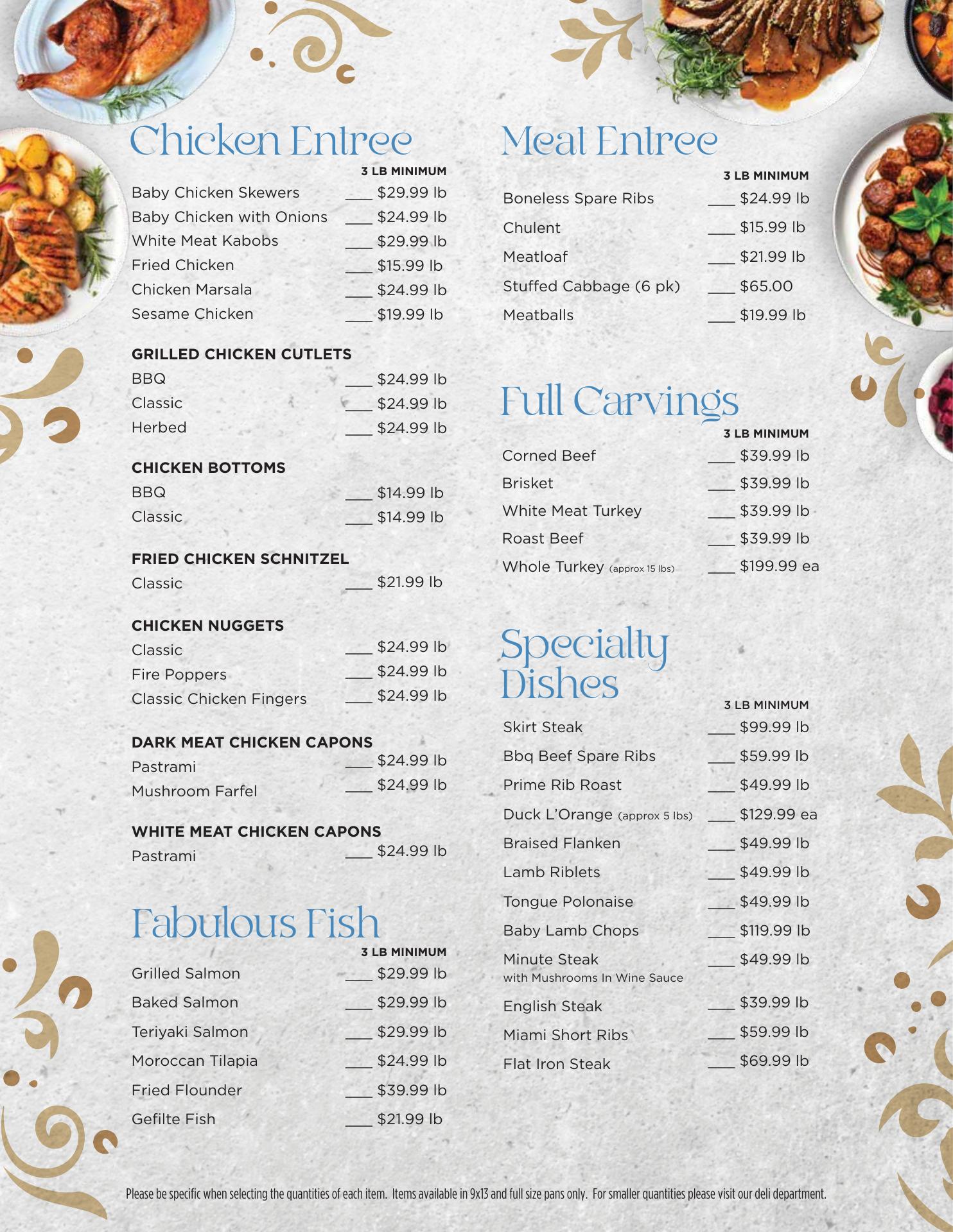 Mechy's Gourmet Menu