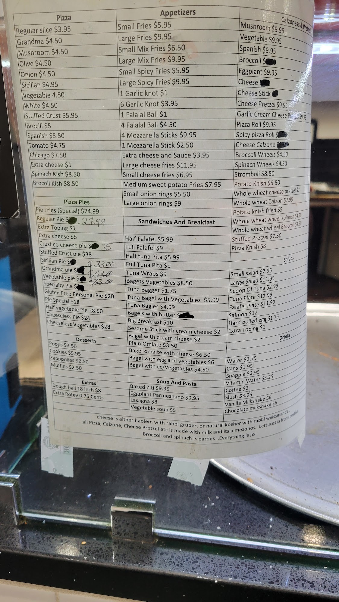 Crust co. Pizza Menu