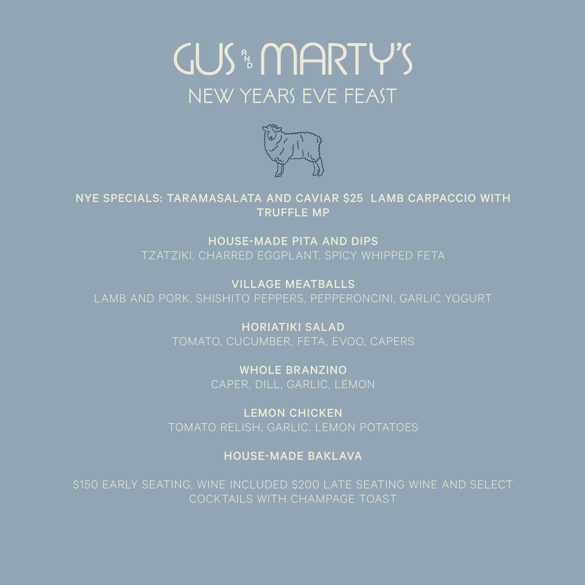 Gus and Marty's Menu