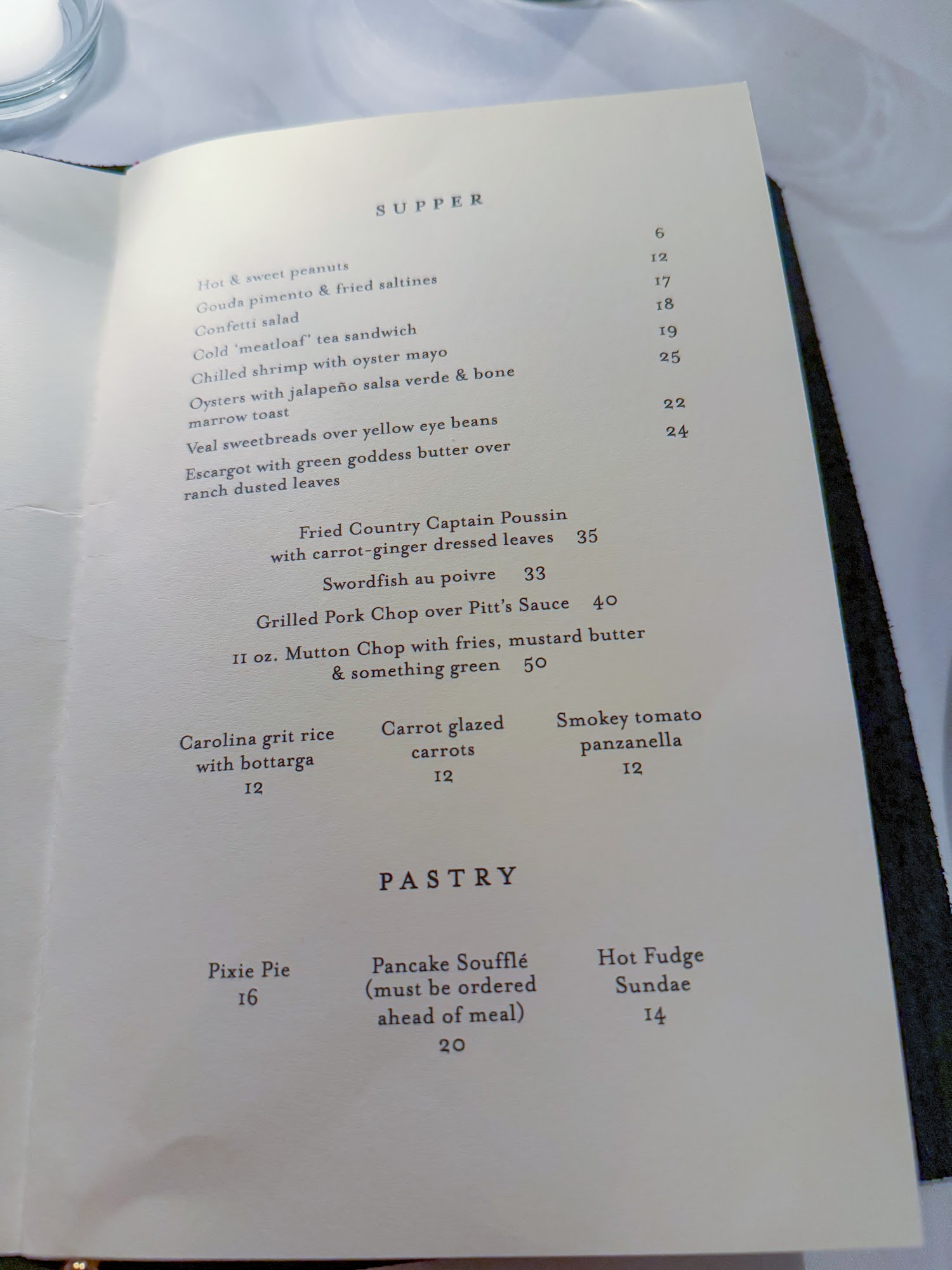 Pitt's Menu