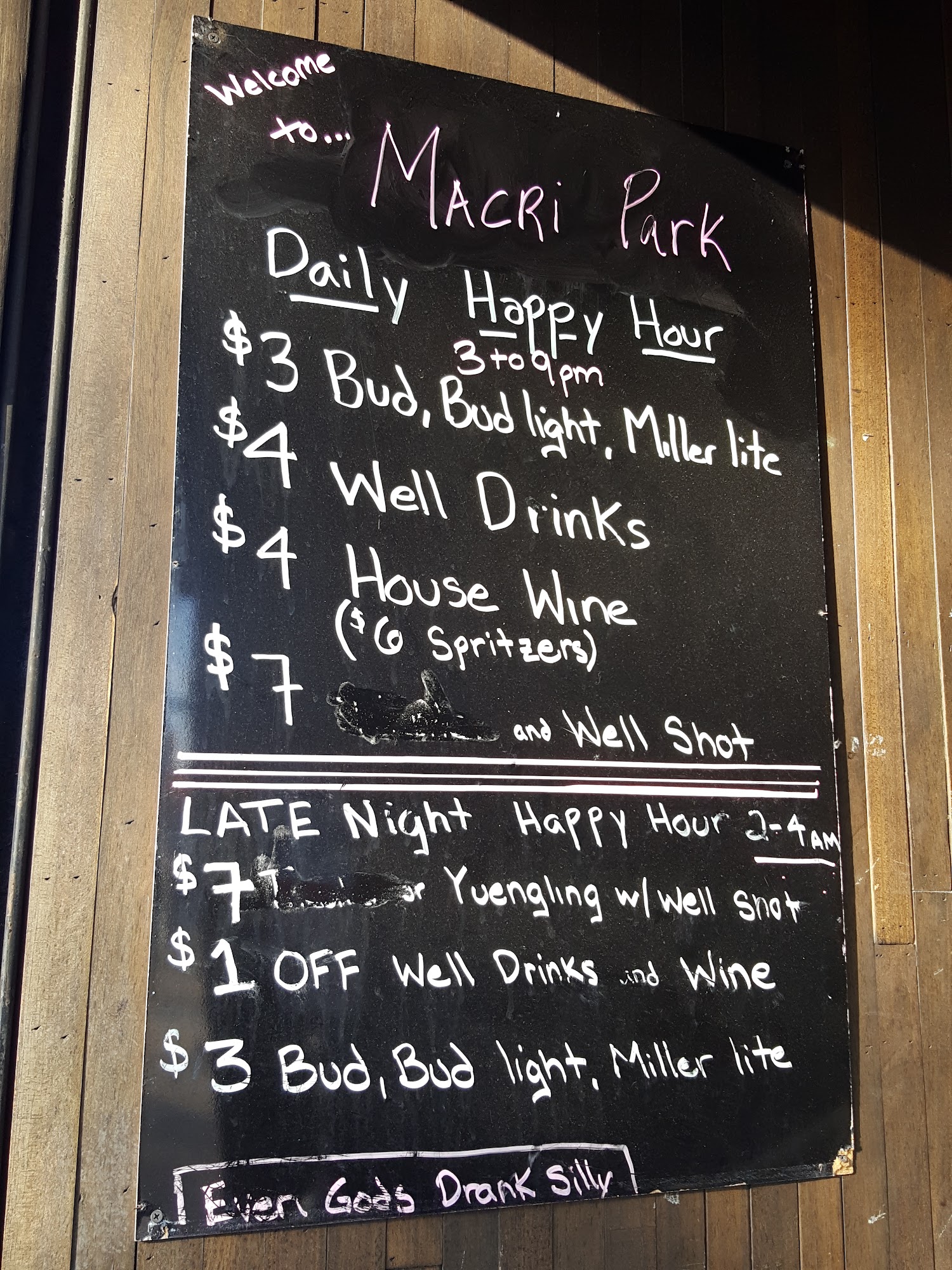 Macri Park Menu