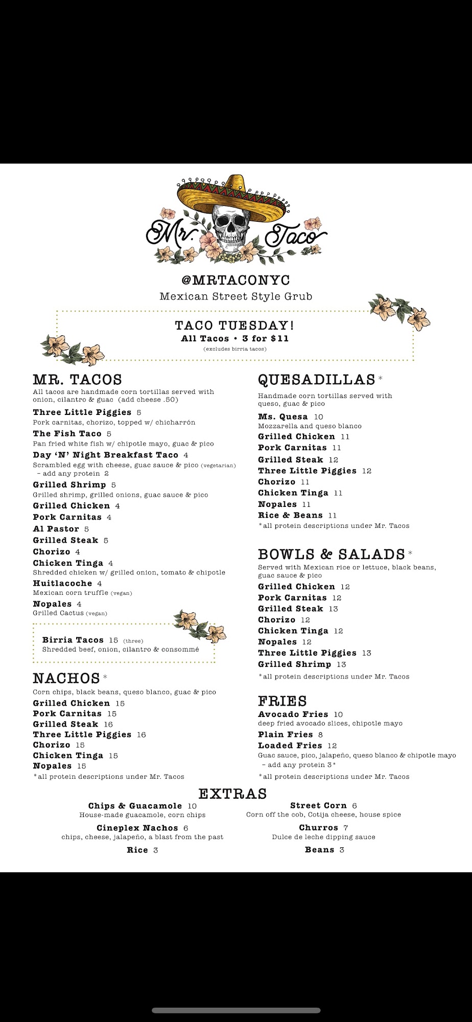 Mr Taco Menu