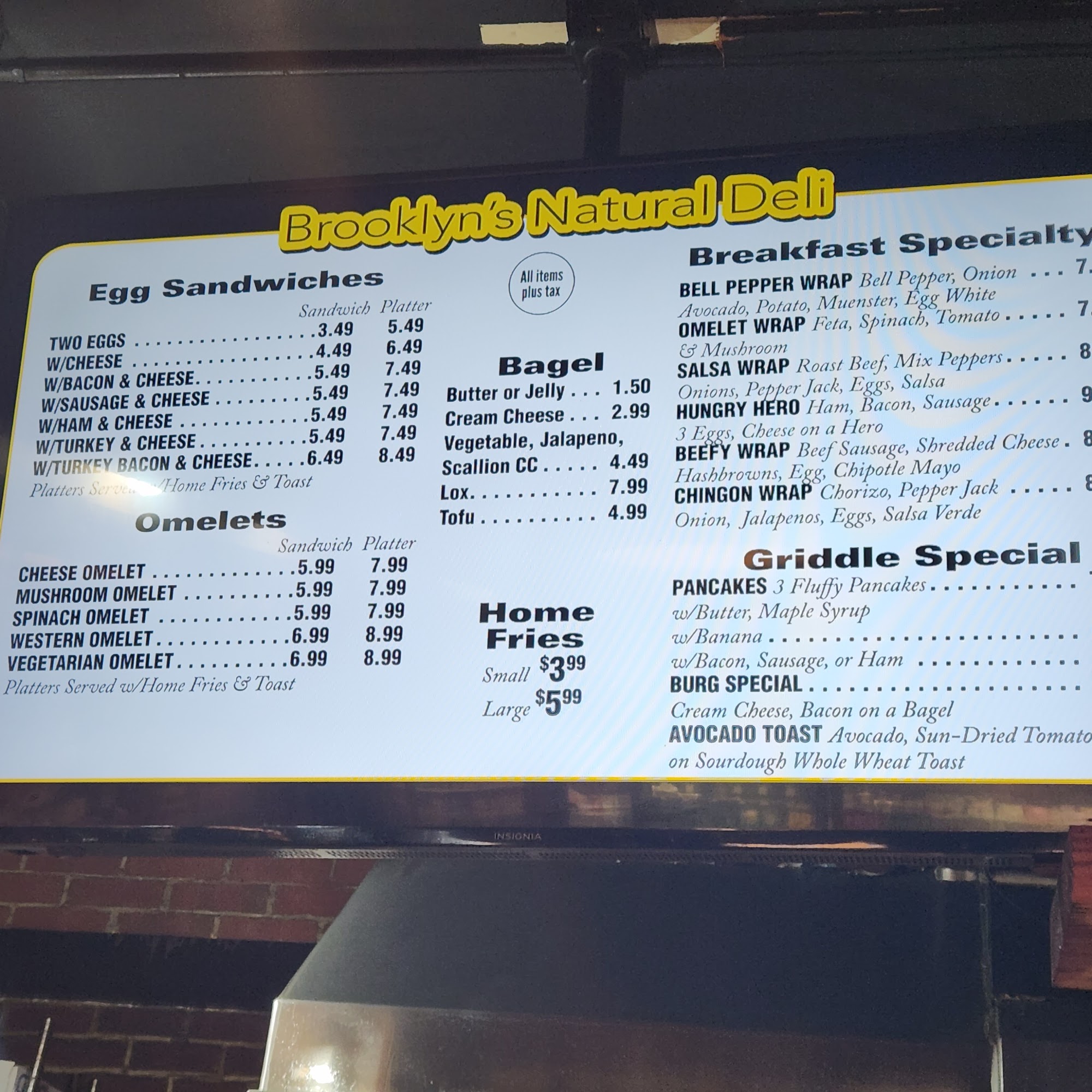 Brooklyn's Natural Menu