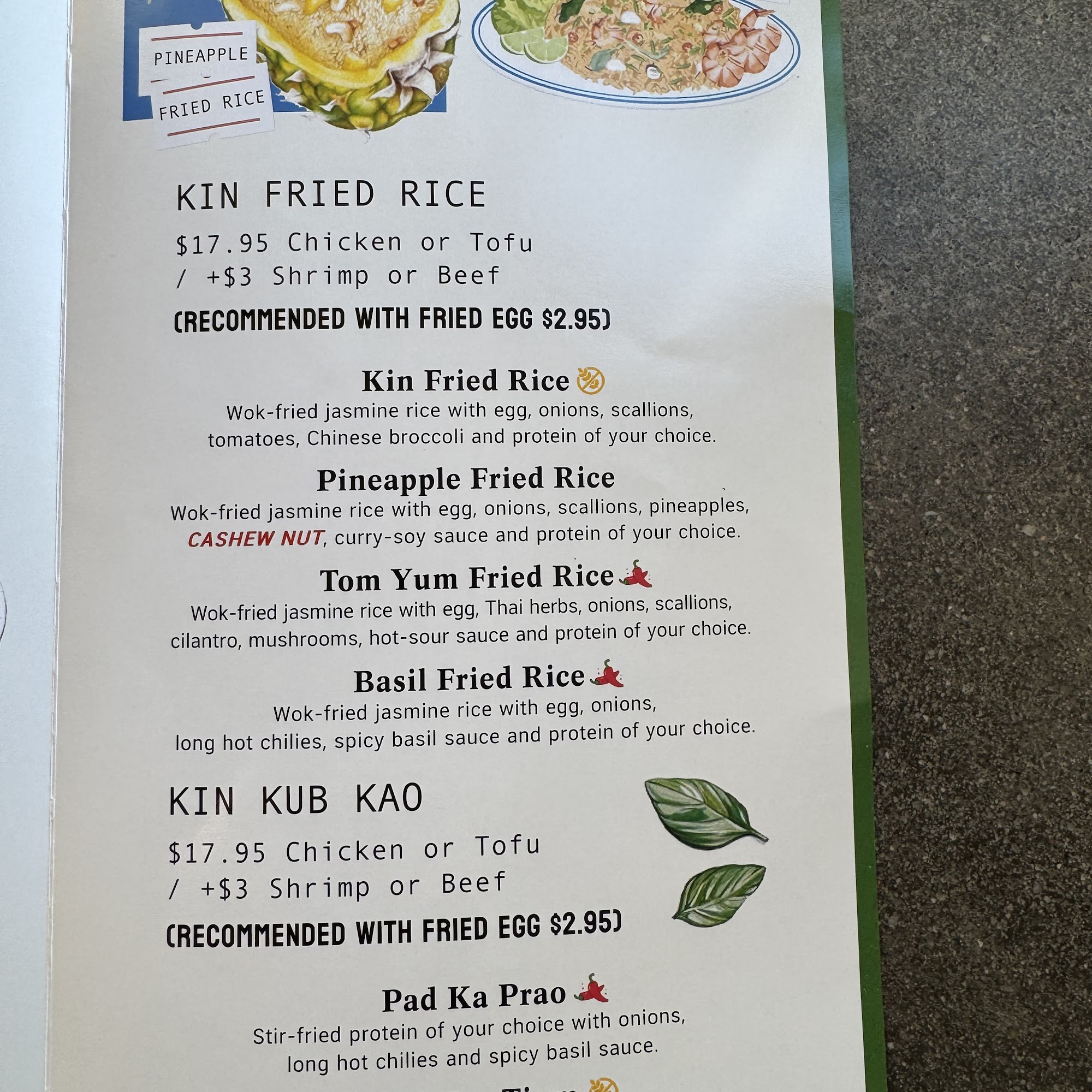 Long Kin Thai Kitchen & Bar Menu
