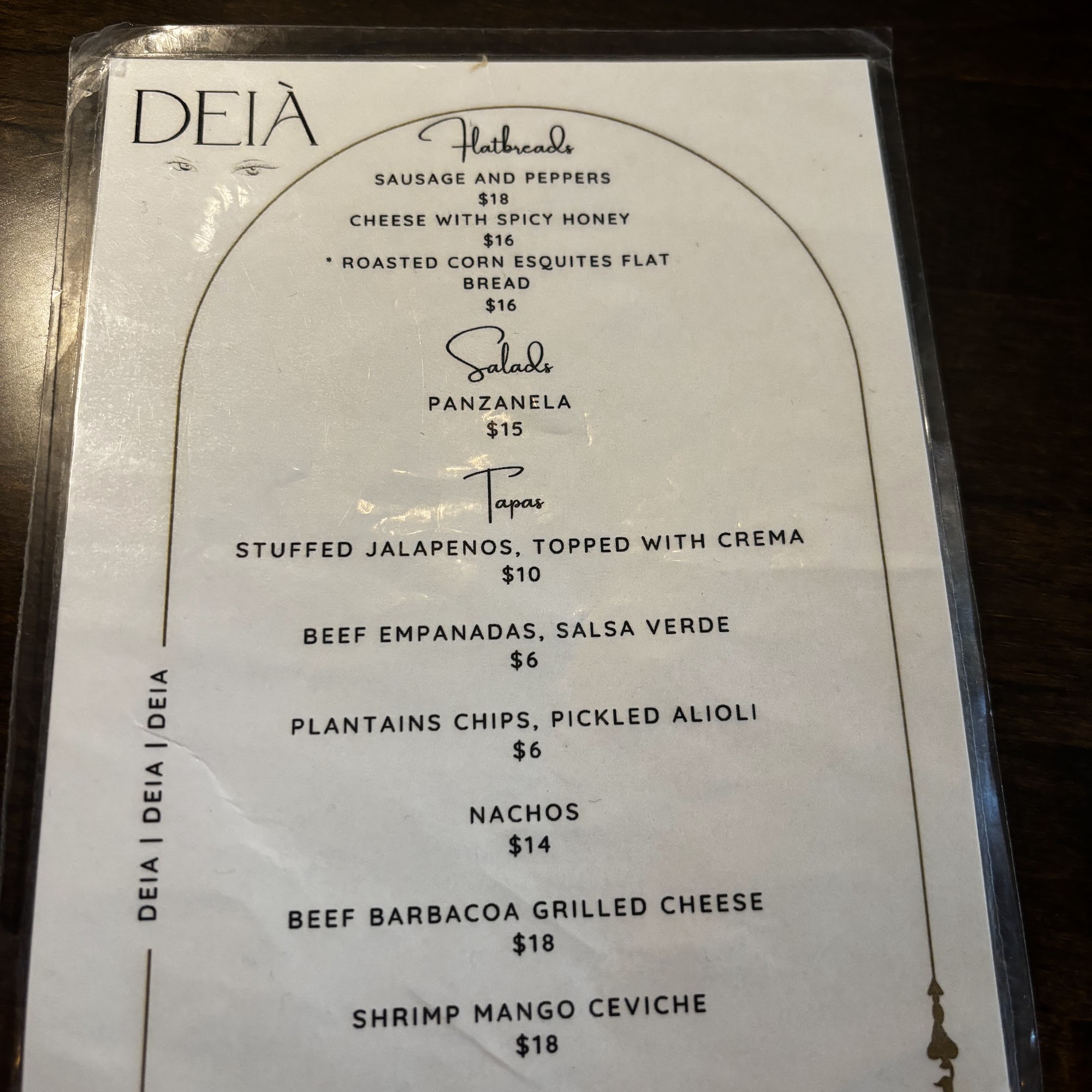 The Deia Menu