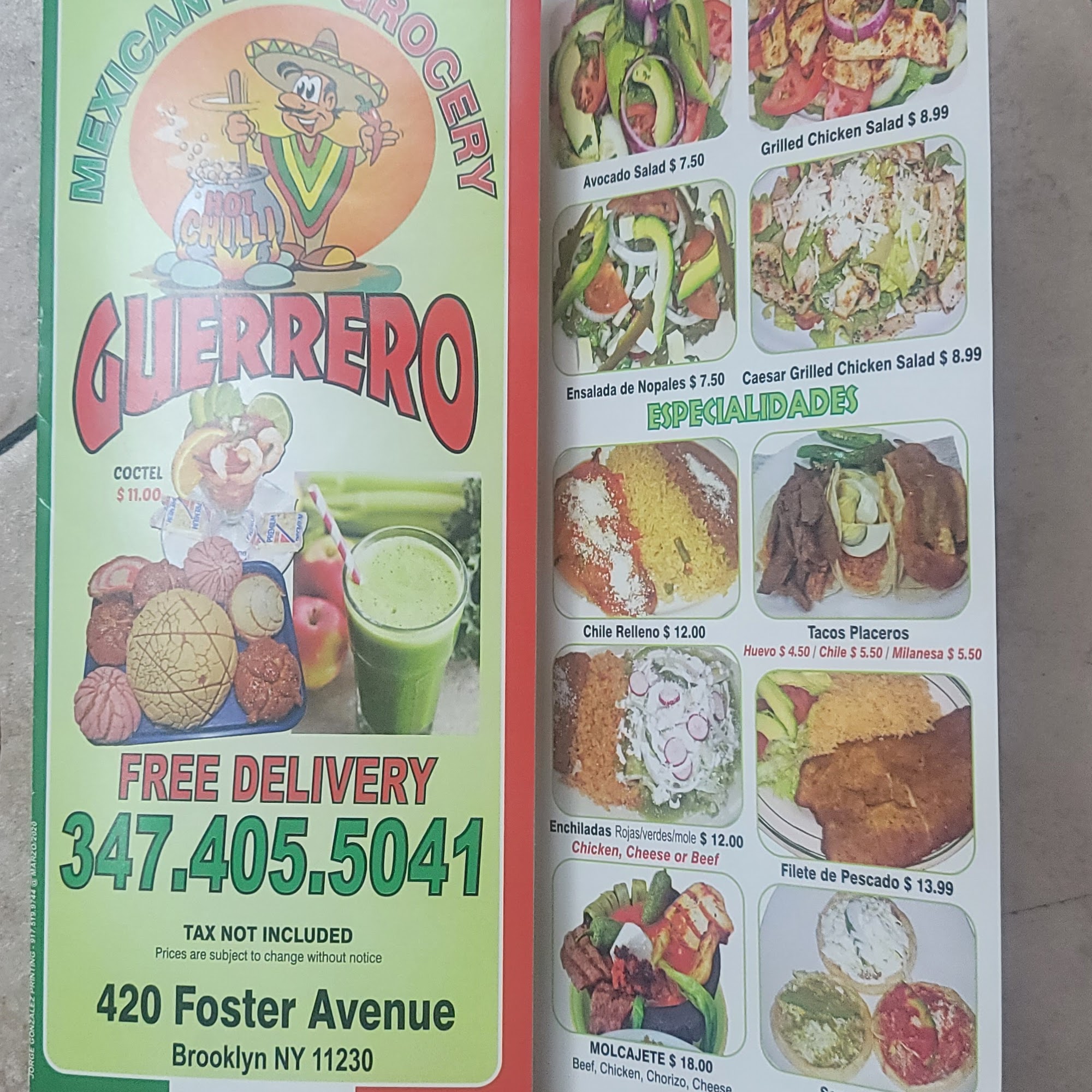 Guerrero Deli & Grocery Menu
