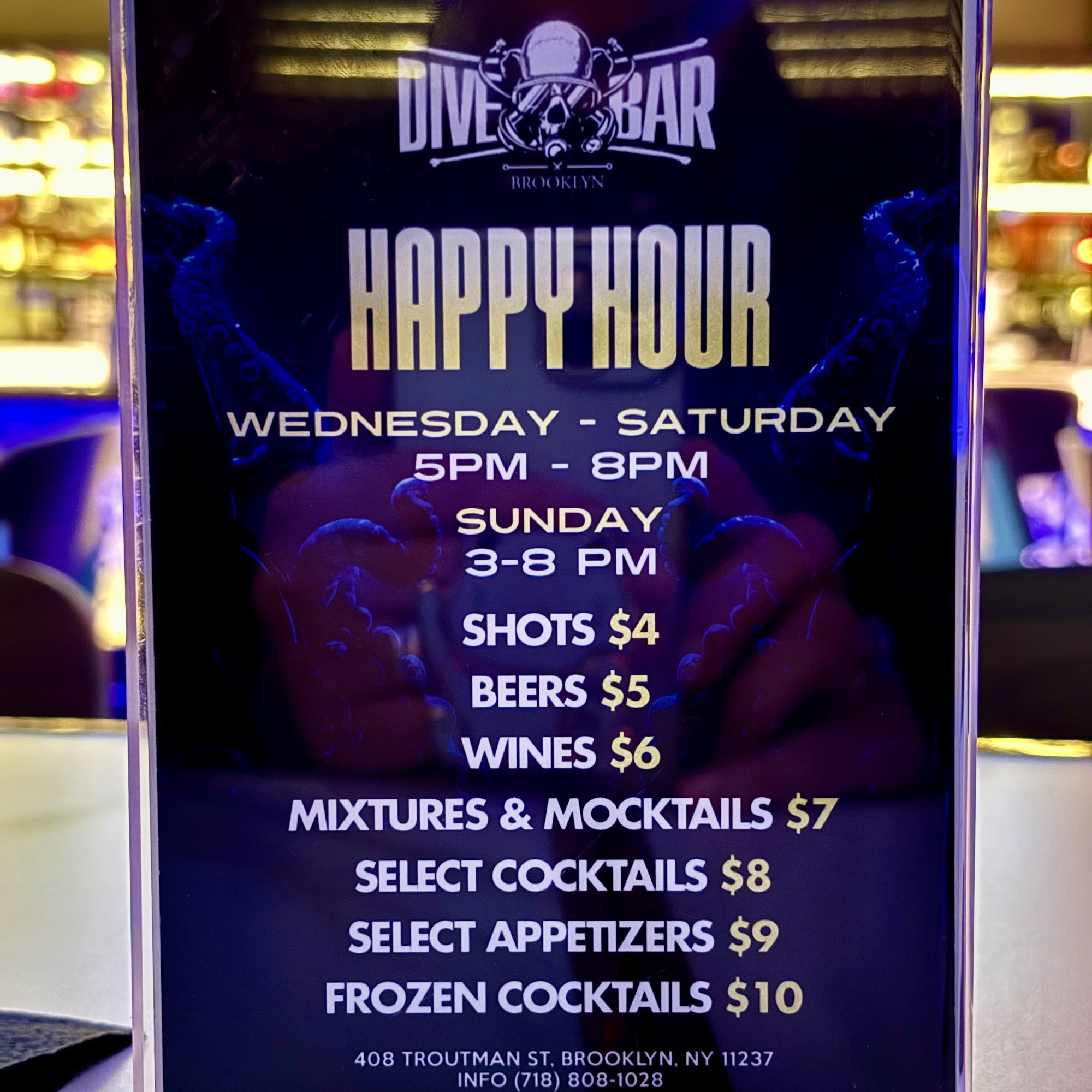 Dive Bar BK Menu