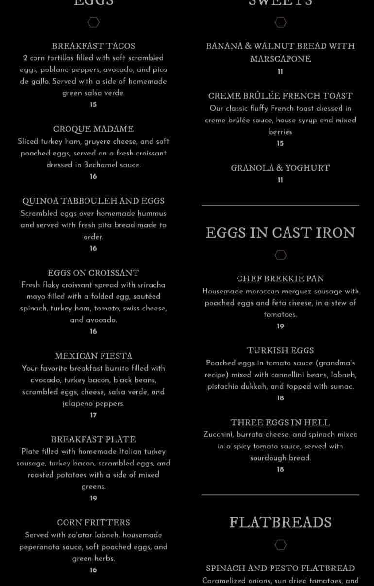 Milk & Honey Menu