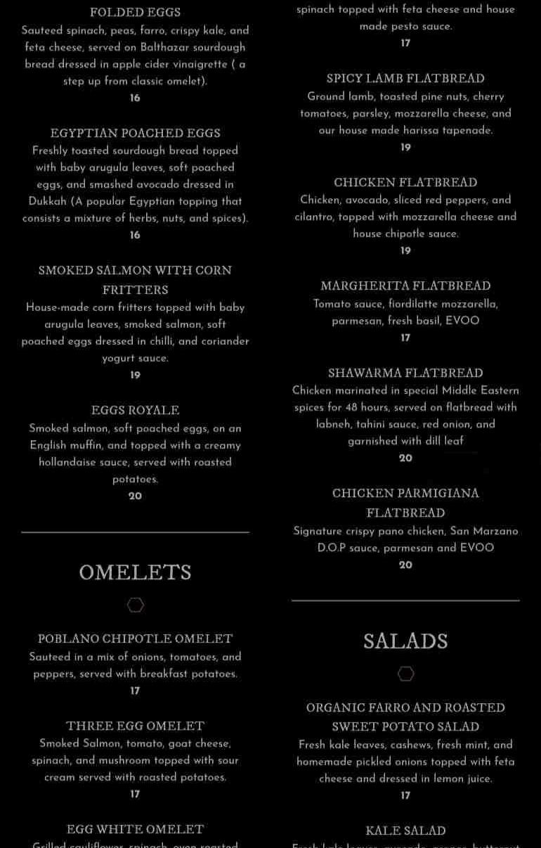 Milk & Honey Menu