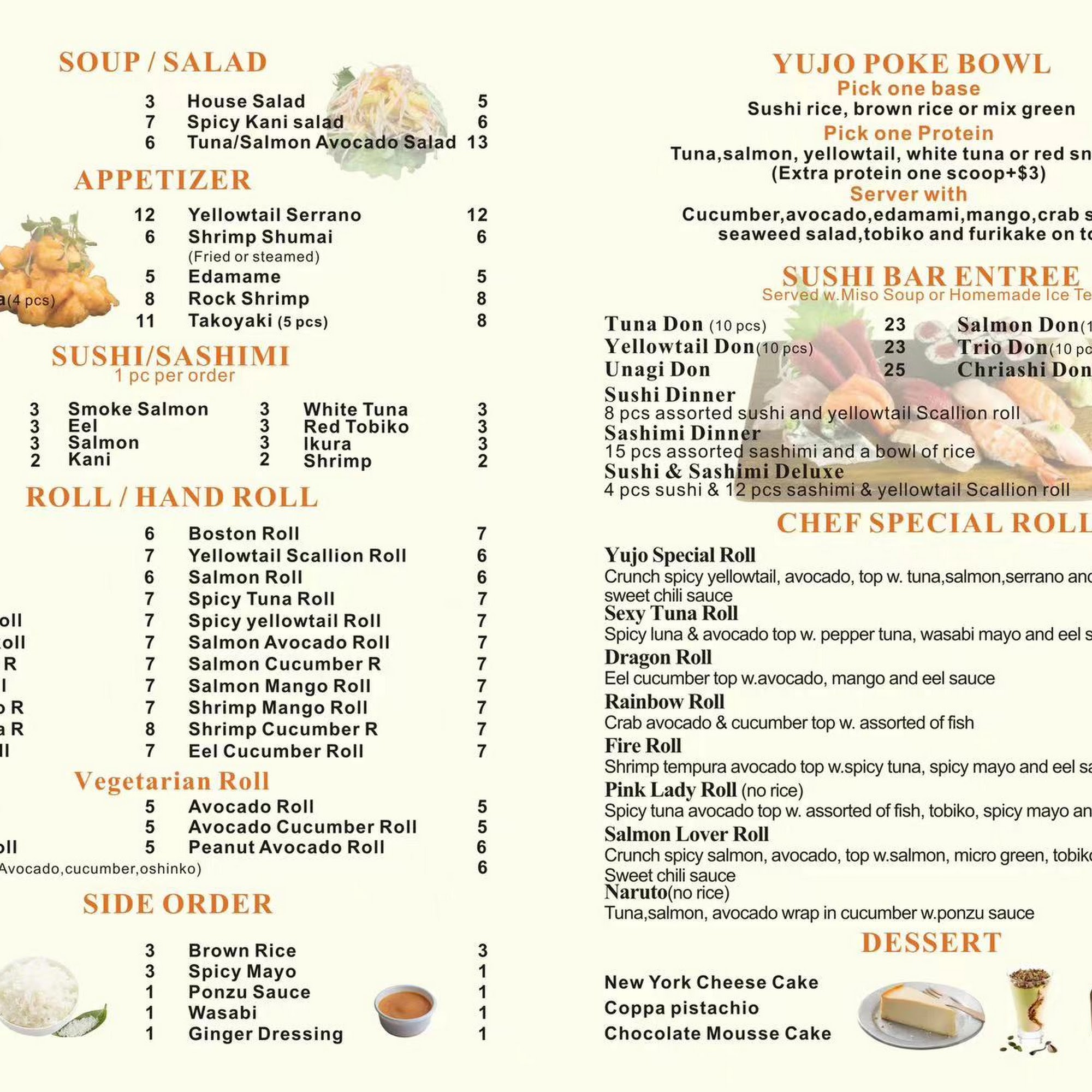 Yujo Sushi & Bubble Tea Menu