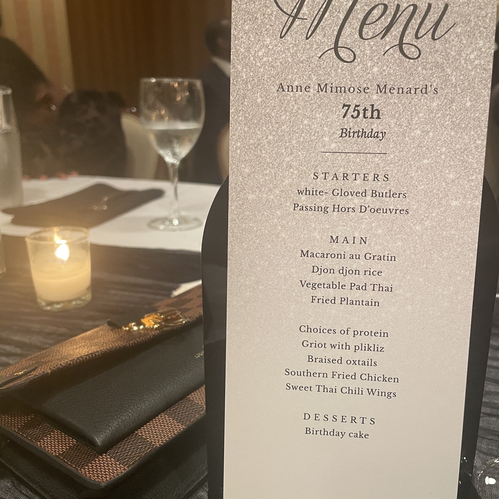 Glen Terrace Caterers Menu