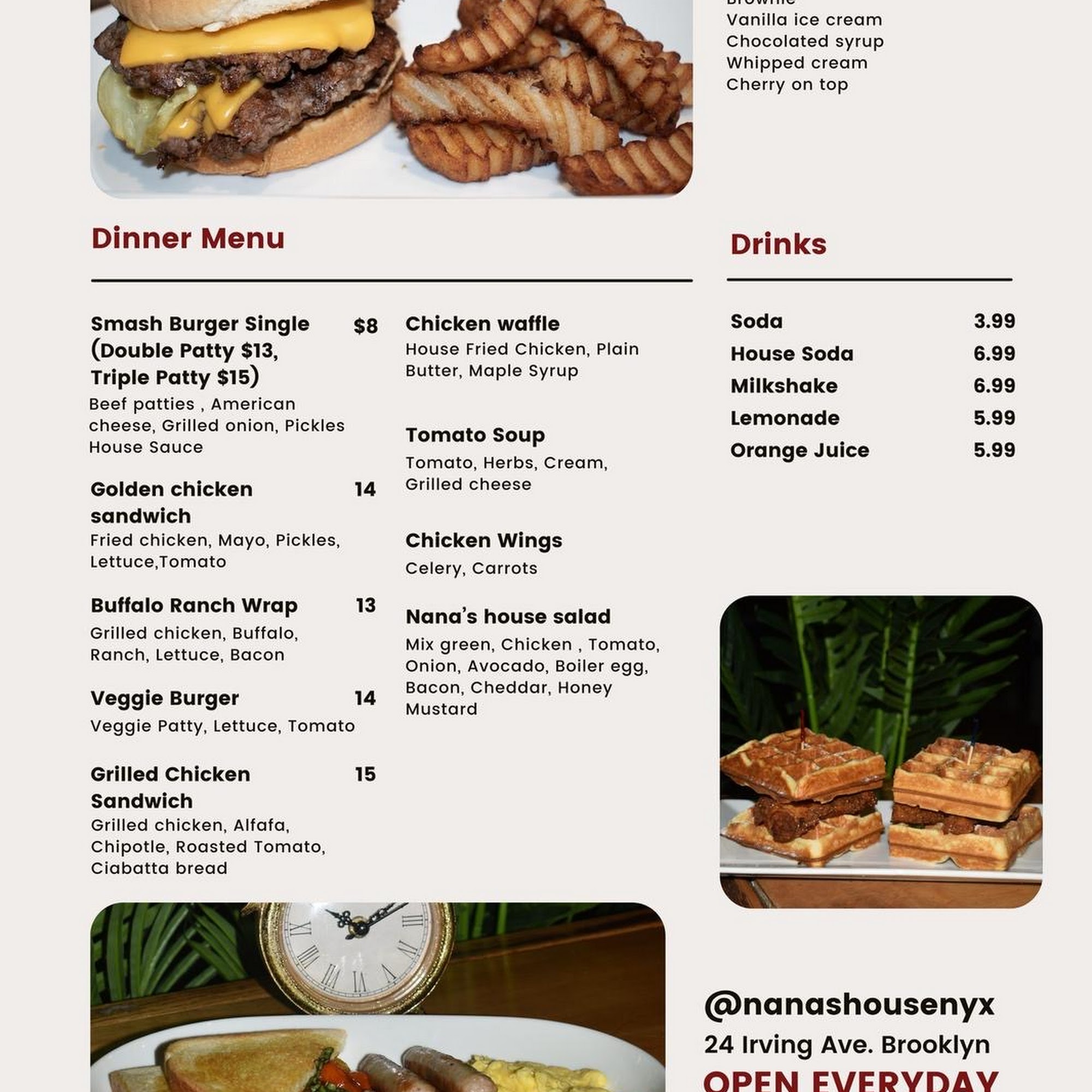 Nana's House Kitchen & Bar Menu