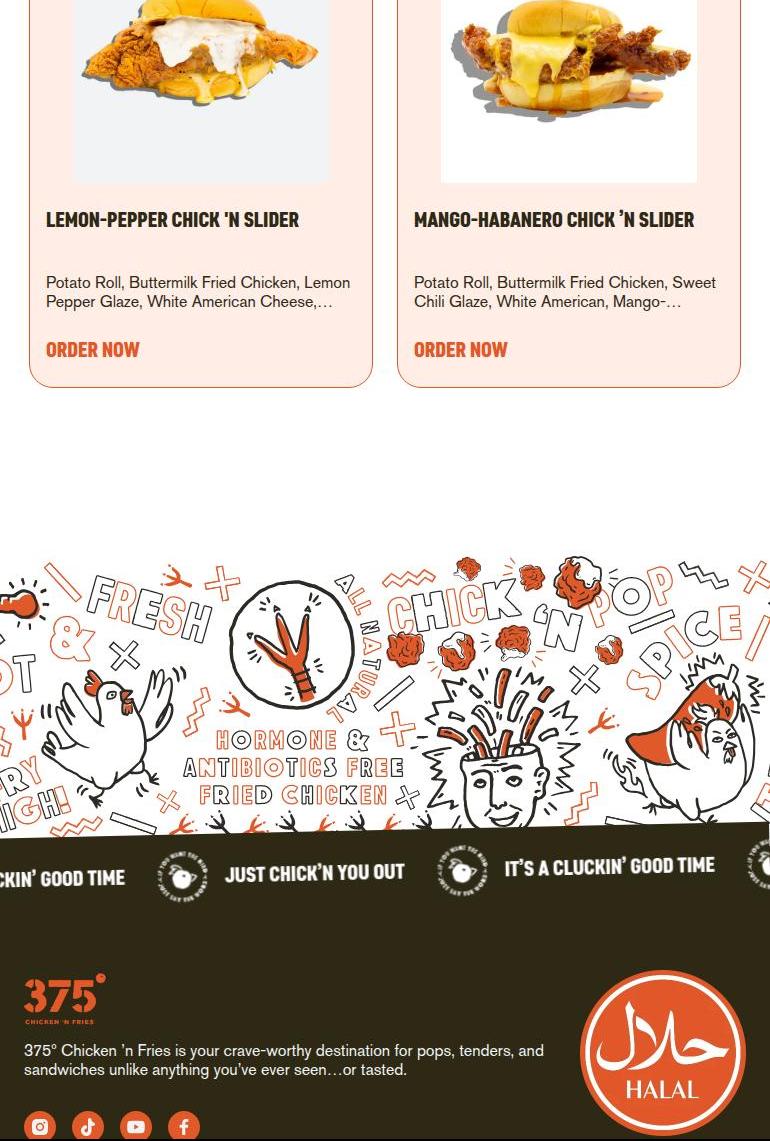 375° Chicken 'n Fries Menu