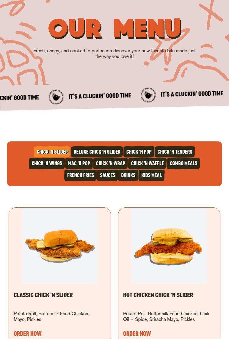 375° Chicken 'n Fries Menu