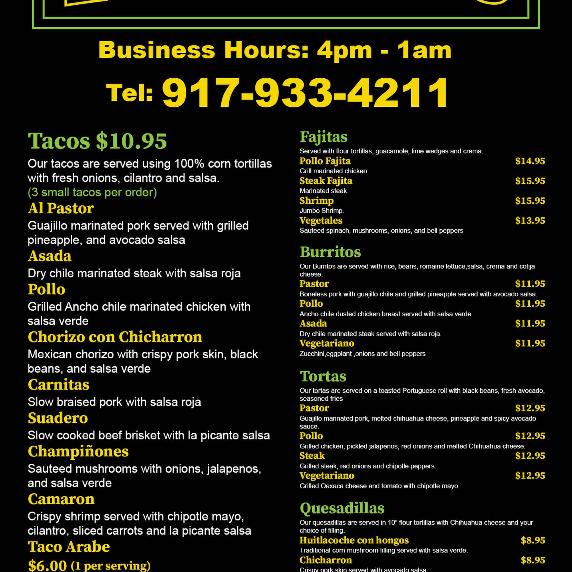 Los Tacos Menu